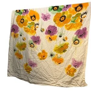 Spring Poppies Floral orange purple print scarf shawl pareo 54" square